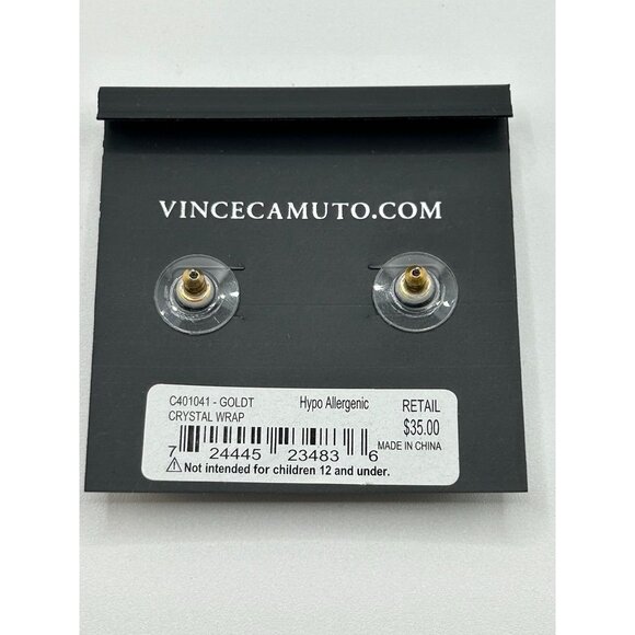 Vince Camuto Goldtone Crystal Wrapped Stud Earrings - NWT - Picture 2 of 4